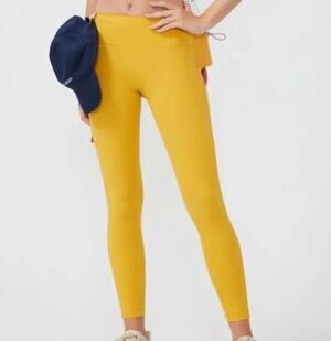 OUTDOOR VOICES Women's Snacks 7/8 Leggings XS Yellow Cider Mini Sidepack NWT